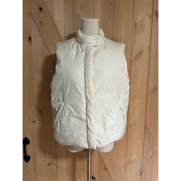 J. Crew | Down Zip Up Puffer Vest in Cream | Size Large - Picture 3 of 11